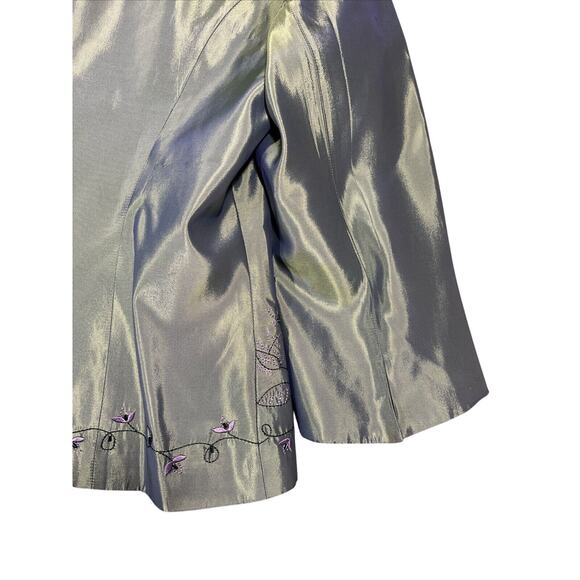 Anthea Crawford Jacket AU16 US12 Green Satin Shimmer Embroidered Floral Beaded - Picture 6 of 14